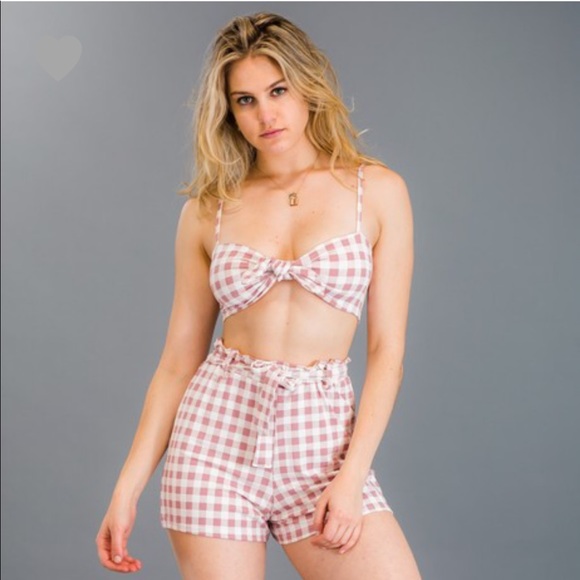 June Born In July Dresses & Skirts - Mauve Pink Gingham Top And Short Set!
